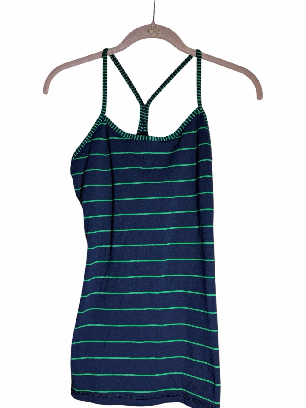 lululemon athletica Navy and Green Striped Scoop Tank - Picture 2 of 5